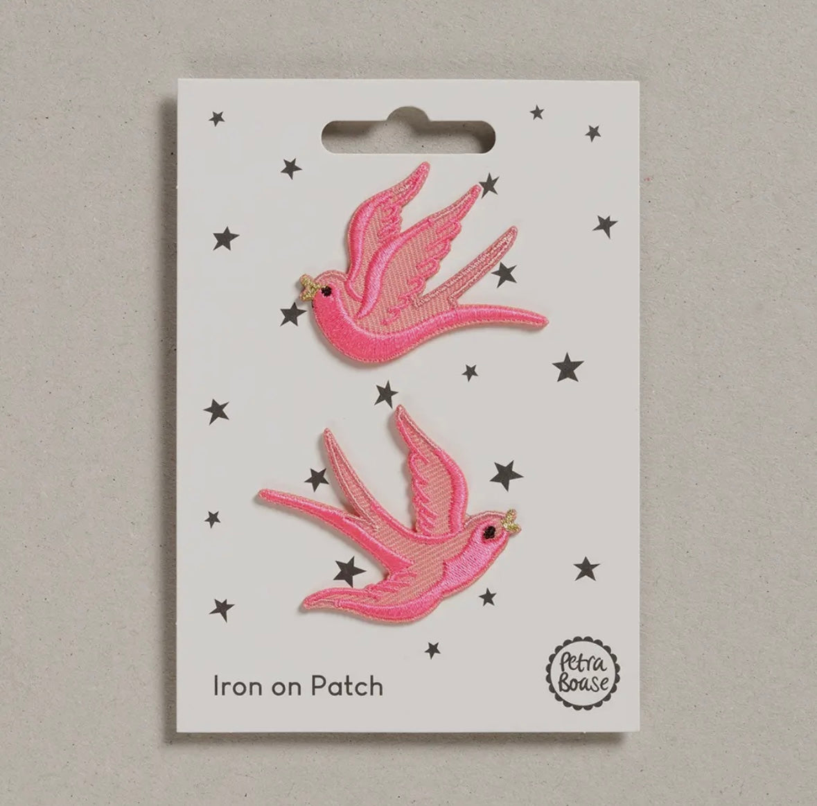 Pink Swallows Iron On Patches