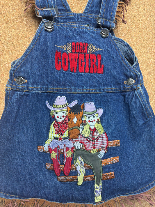 Born Cowgirl Overalls Dress 12m