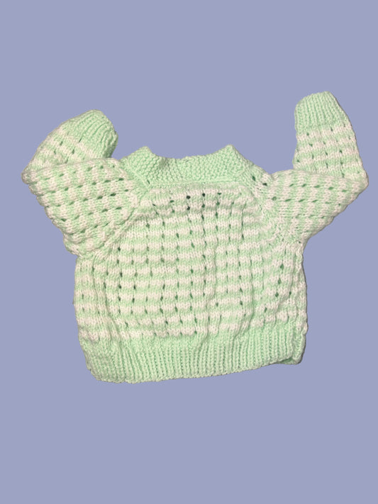 Mint / White Cardi (0-6m)