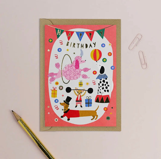 Circus Dogs Birthday Card