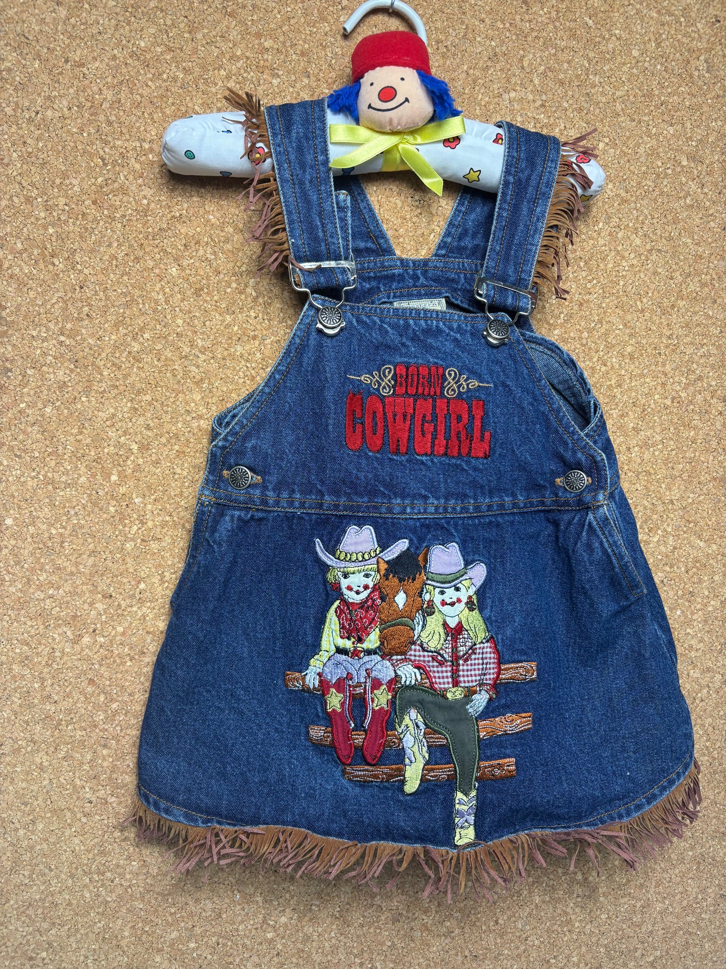 Born Cowgirl Overalls Dress 12m