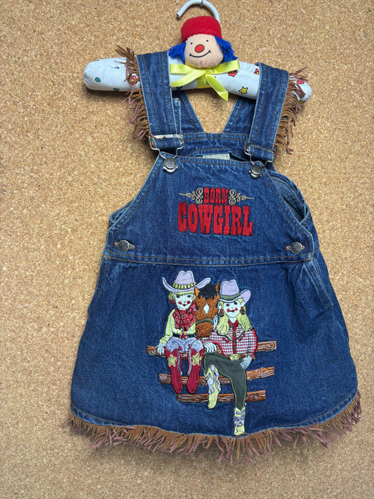 Born Cowgirl Overalls Dress 12m