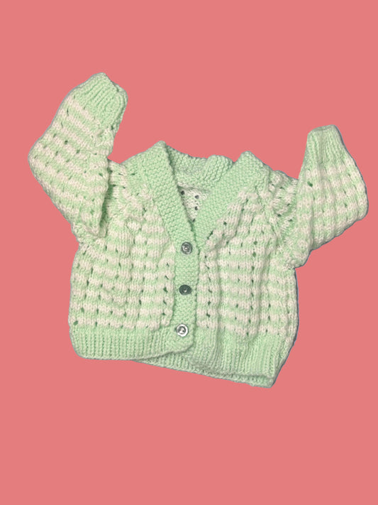 Mint / White Cardi (0-6m)